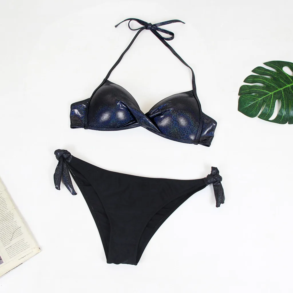 

Swimming Suit 2021 Fashion Women Sequined Patchwork Swimwear Beach Push Up Bikini Set Brazilian Swimsuit Maillot De Bain Femme