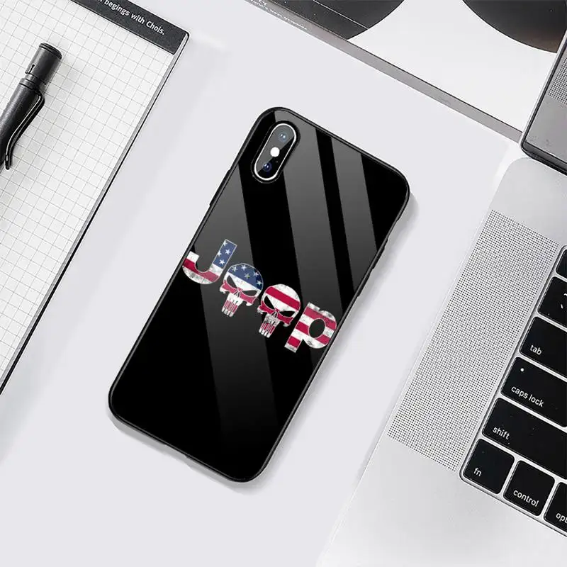 

American JEEP Car Phone Case Tempered glass For iphone 6 6S 7 8 plus X XS XR 11 12 mini PRO MAX