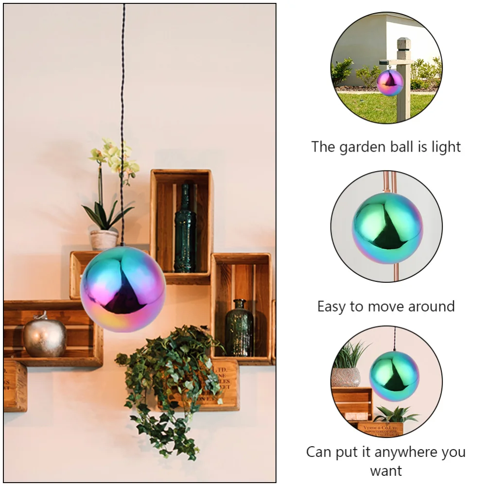 

2pcs Rainbow Gazing Globe Mirror Stainless Steel Gazing Balls for Garden