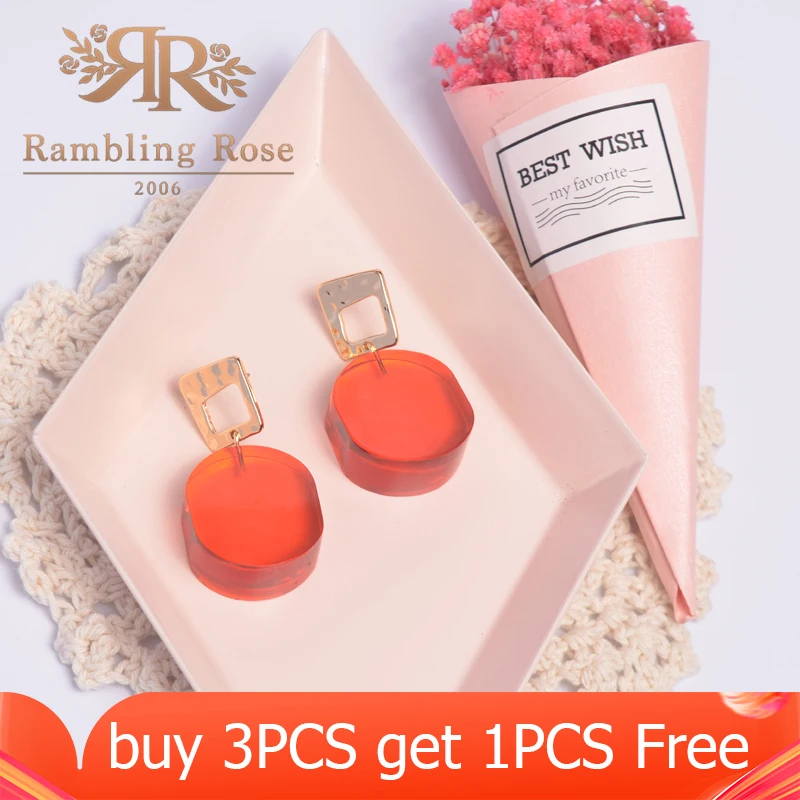 Женские акриловые серьги ZA модные оранжевые красные золотые гвоздики из смолы