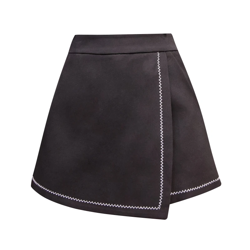 

2020 New Chic Embroidery High Waist Shorts Skirts Womens Summer Fashion A-Line Culottes Female Casual Shorts Black Apricot