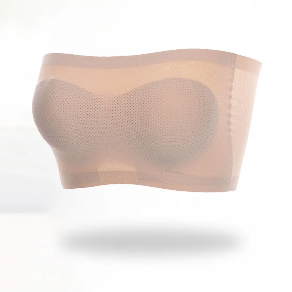 Breathable Underwear Ladies One-piece Seamless Tube Top Anti-glare Ice Silk Wrapped Chest Bottoming Bra Pad Clothes | Спорт и