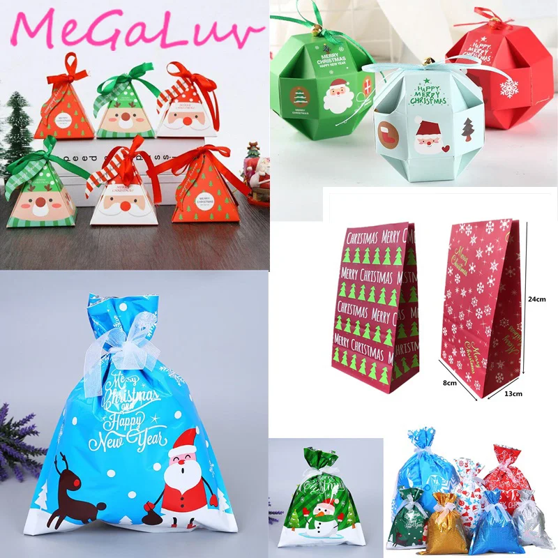 

Gift Bag Loot Bag Candy Snack Bag Christmas Theme Printing New Year Party Supplies Cookies Box Cake Boxes and Packaging