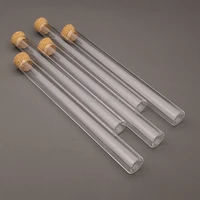 20pcspack lab 15x150mm transparent flat bottom glass test tubes with cork wooden stoppers for laboratory container