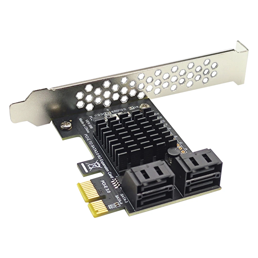 

4 Port SATA PCIe Expansion Card 6Gbps SATA 3.0 to PCI-e 1X 4X 8X 16X Converter Module PCI Express Adapter Converter with Bracket