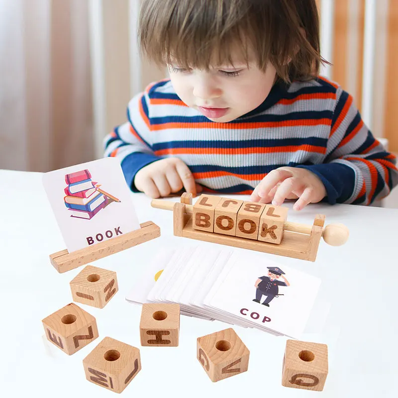

Montessori Reading Blocks Toys for Toddlers 3 Years Wooden Montessori Educational Toy for Boys Girls Interest in Learning F1666F
