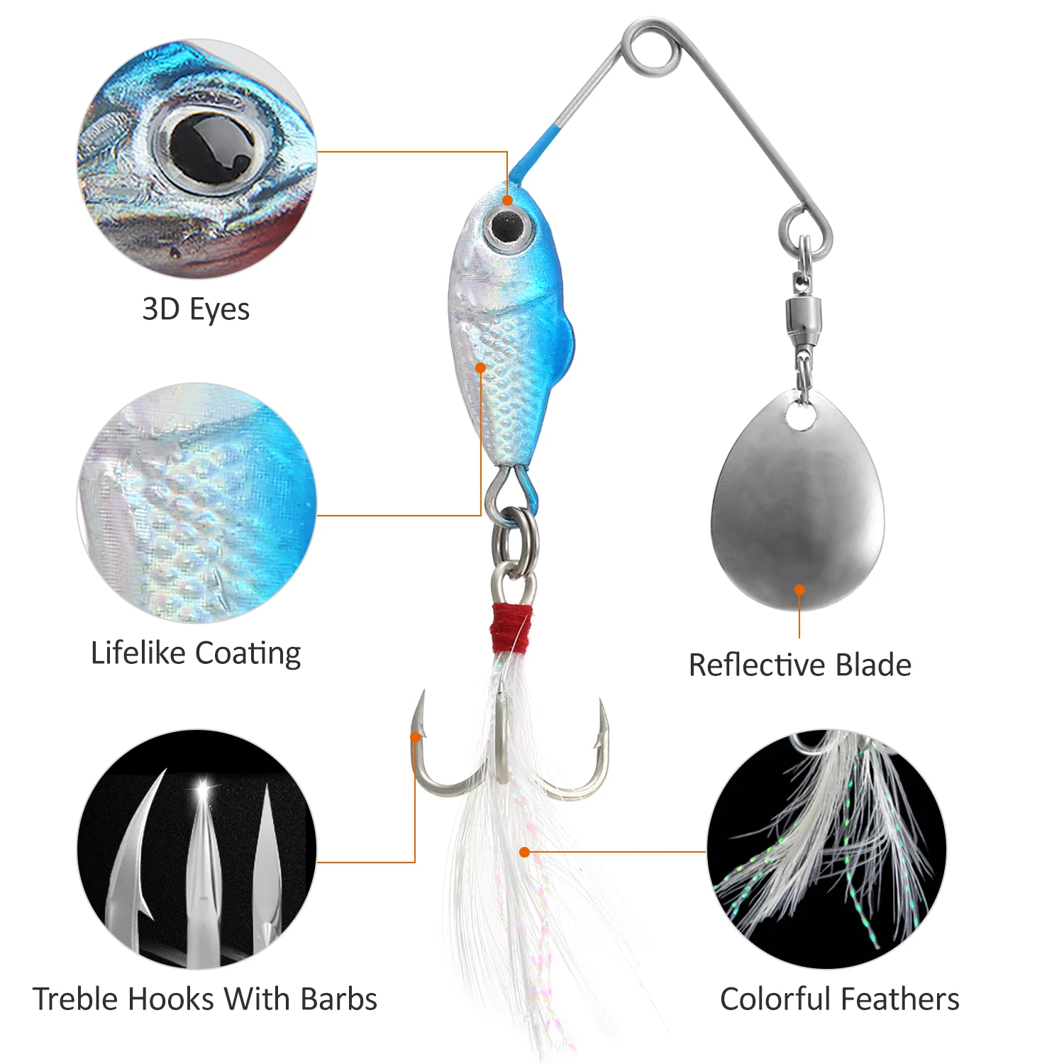 Бронзовых морских рыболовных крючков 5 шт. 10 г 6 см Спиннербейт с крючки Spinner