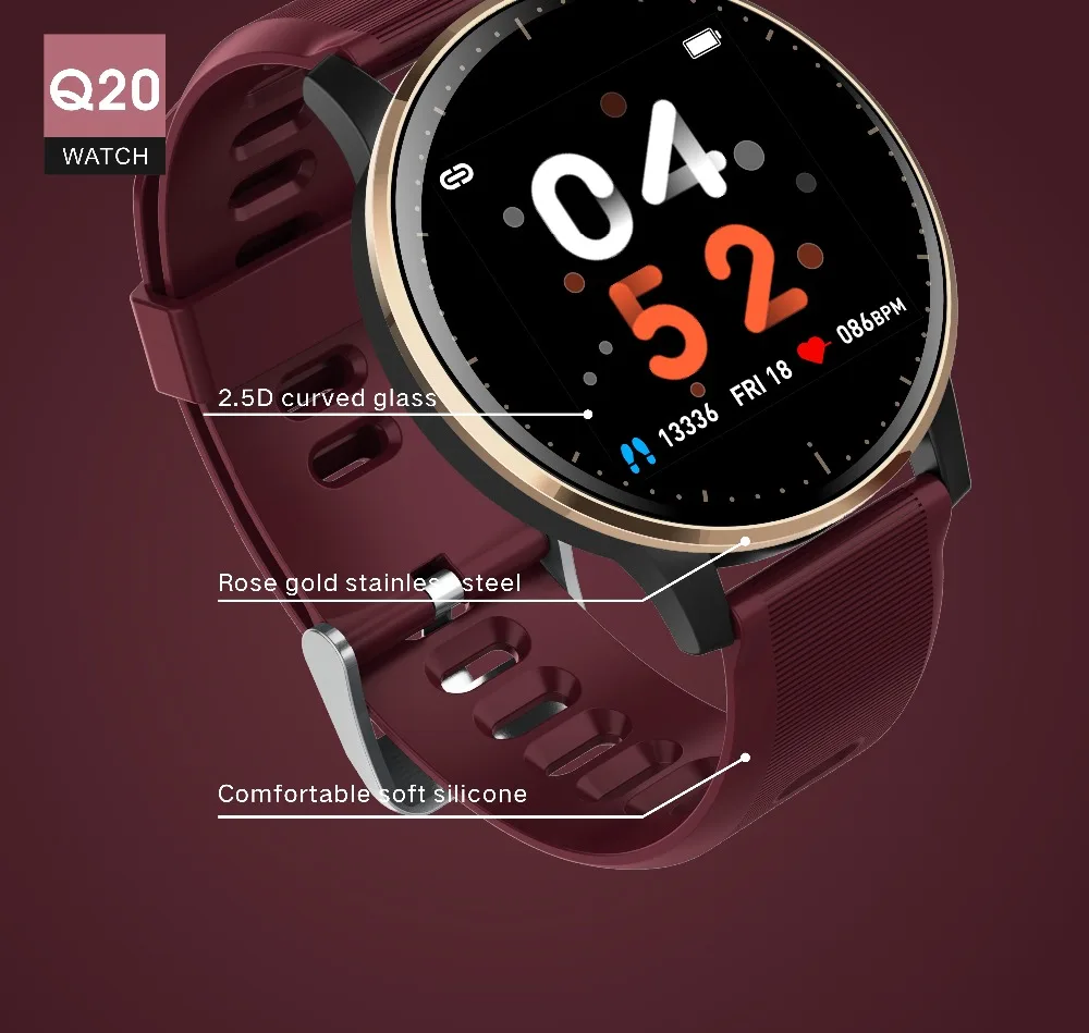 Longet Q20 спортивный Bluetooth умный Браслет ультратонкие модные часы с кровяным давлением пульсометр фитнес-трекер для мужчин