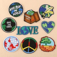 save the earth outdoor embroidered patch iron on clothes patches for clothing diy badges stickers garment accessories wholesale
