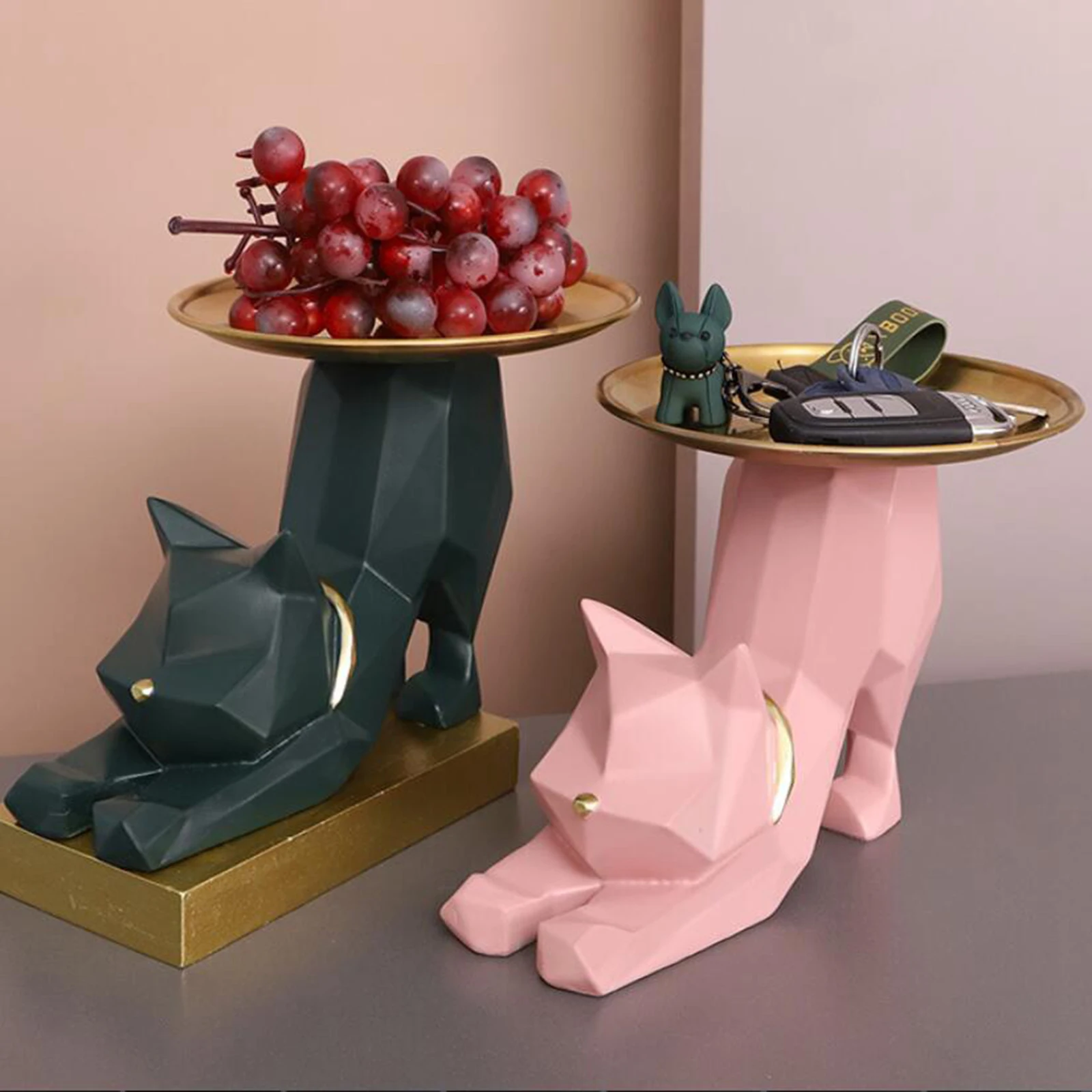 

Modern Cat Storage Tray Creative Sculpture Statue Crafts Desktop Decor