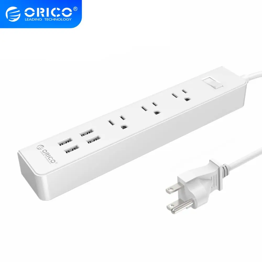 ORICO 3 AC Outlet Защита от перенапряжения с 4 USB разъемами США Plug Mutiple для дома и офиса
