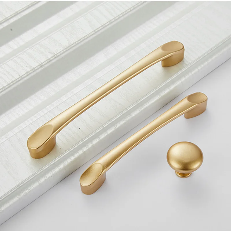 

Nordic Gold Solid Brass Knob Handles Longer Desk Drawer Pulls Kitchen Cabinet Handles Furniture Hardware Accessories