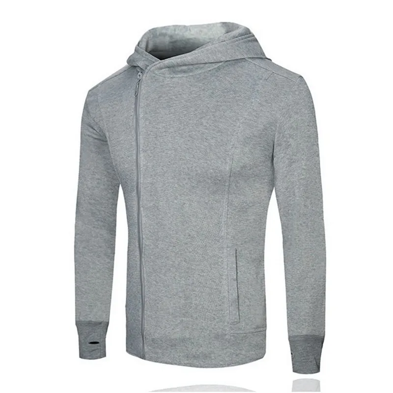 

Fashion Men's Long Sleeve Hooded Cardigan Solid Color Zipper Coat