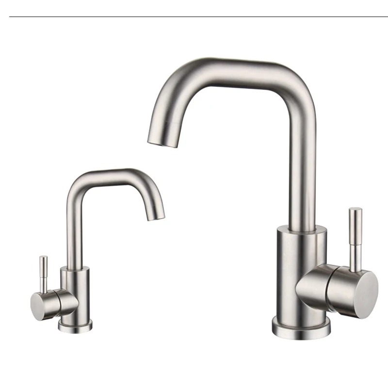 

Brushed Nickel Bathroom Sink Faucet 1 Hole Single Handle SUS304 Stainless Steel Mixer Tap