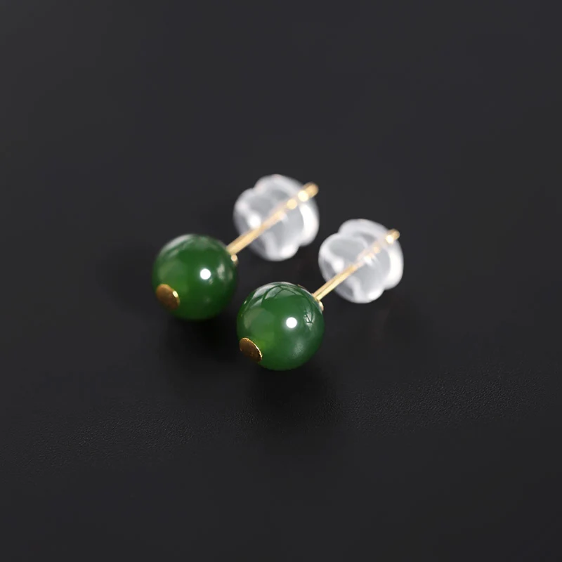 

DAIMI Hetian Jade Jasper Earrings Female 18k Gold Jade Earrings Niche Design Earrings Customization