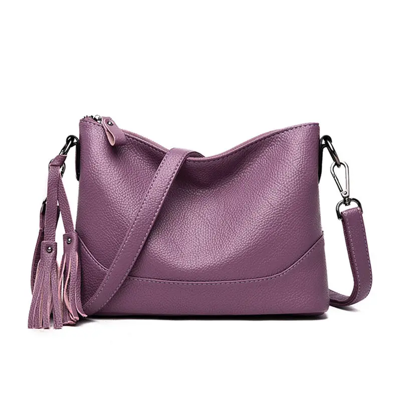 Purple Sac a основной повседневные женские ручные сумки из мягкой натуральной кожи с кисточками сумки на плечо для женщин Bolsas роскошные сумки женские сумки дизайнерские - Цвет: Purple