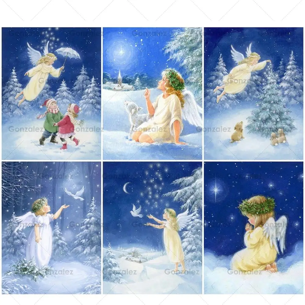

Full Drill 5D Diy Diamond Painting Christmas Decor Angel Embroidery Mosaic Cross Stitch Art Wall Home Decoration Handmade Gifts