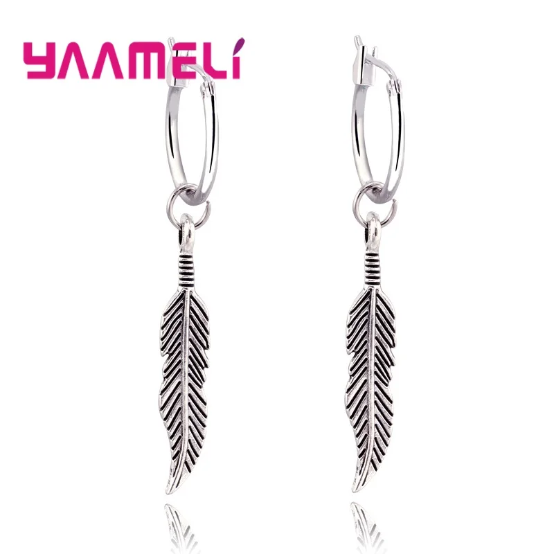 

New Collection 925 Sterling Silver Fashion Long Earrings Women Bohemia Style Leave Shape Drop Earring
