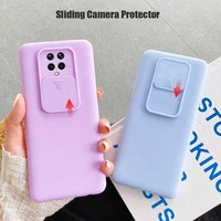 slide camera protector liquid silicone phone case on for xiaomi redmi note 9 pro max note9 s 9s 9pro xiomi soft back cover capa