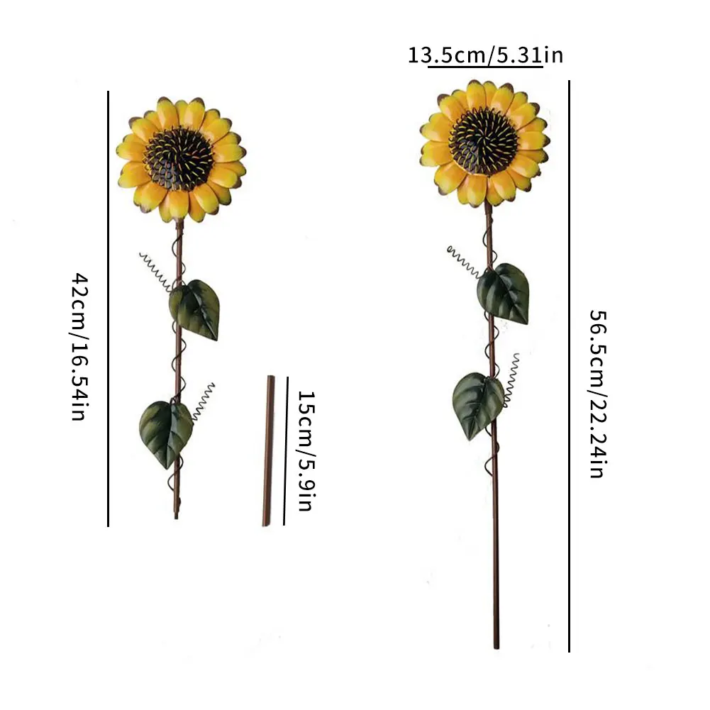 

2021New Sunflower Garden Stakes Metal Flower Yard Plant Support Stake Ornament for Patio Lawn For Garden Decrotion Supplies
