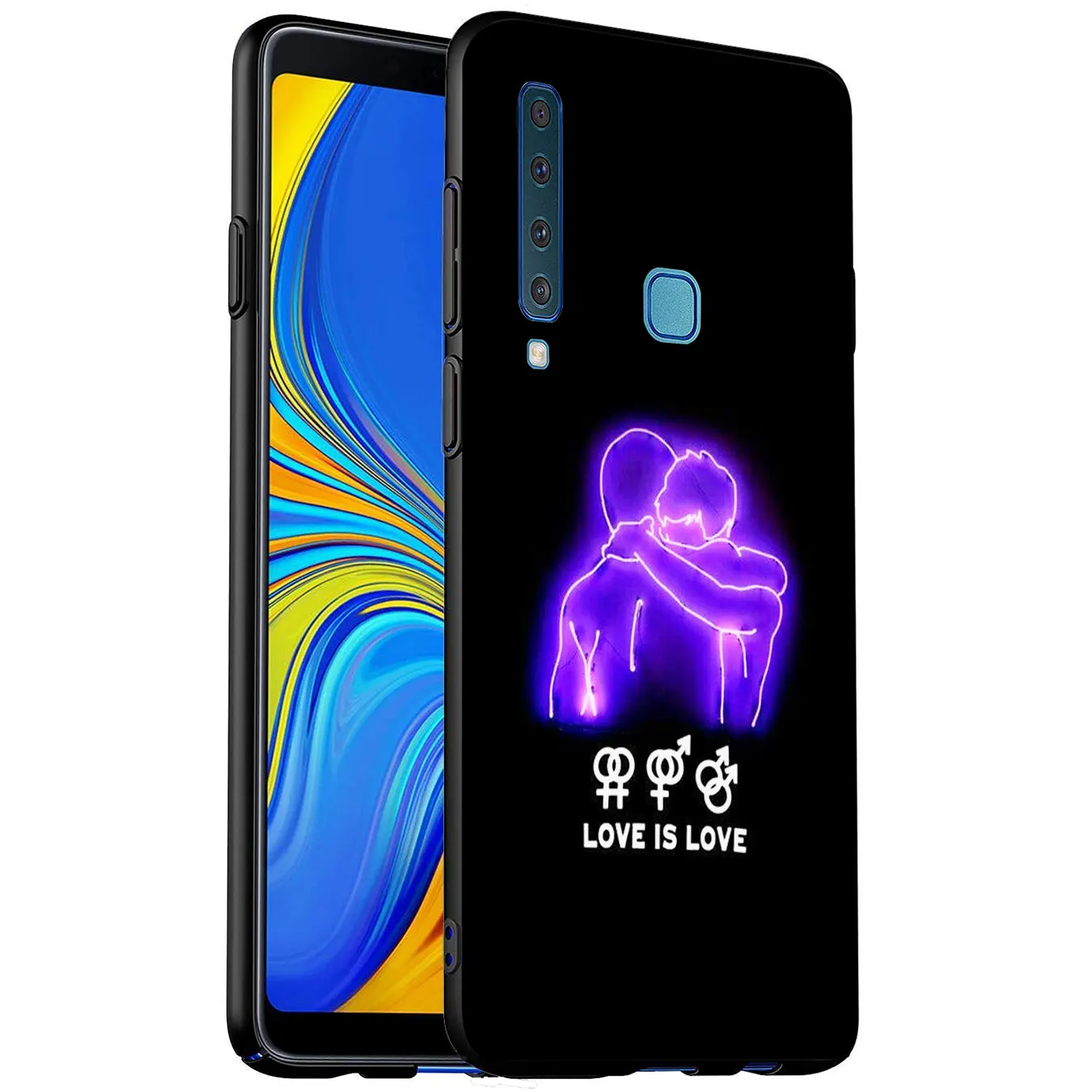 Love Is LGBT Rainbow Heart Soft Silicone Phone Case for Samsung Galaxy A6 A7 A8 A9 2018 A3 A5 2016 2017 Note 9 8 10 Plus |