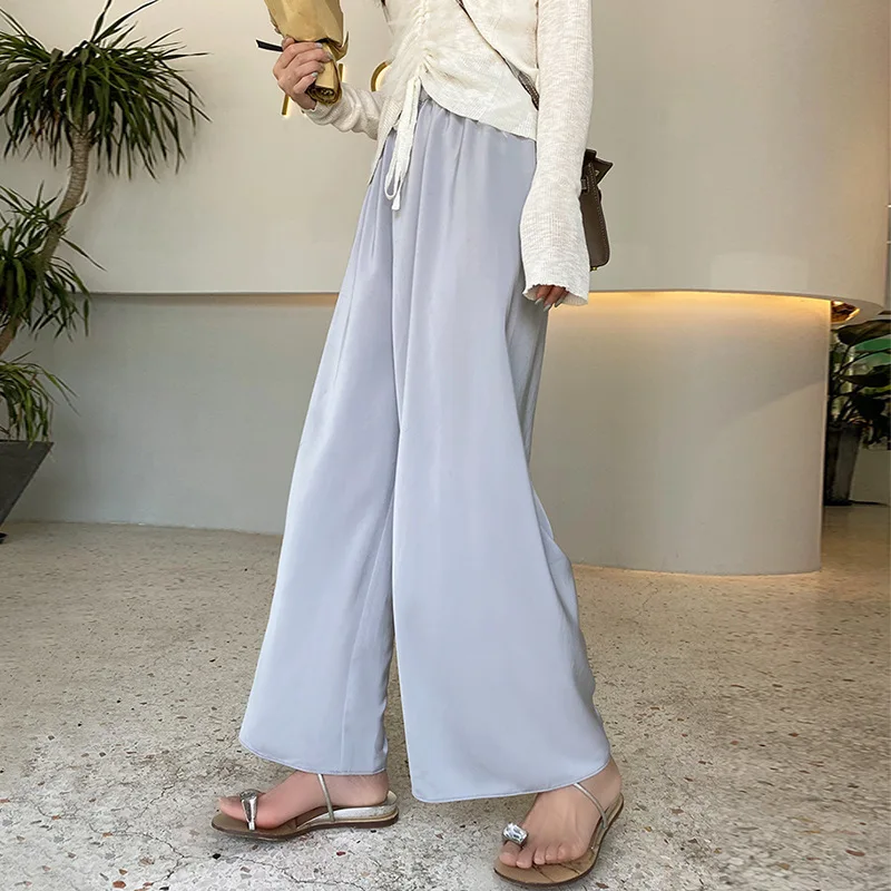 You walk/cloud satin is pants hang down loose feeling female trousers straight wide-legged | Женская одежда
