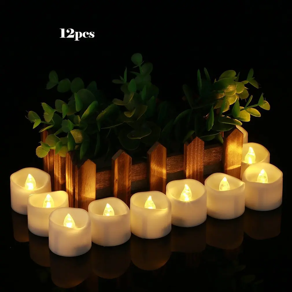 12 шт. светодиодный Электронный светильник свеча зубчатый для чая восковая лампа