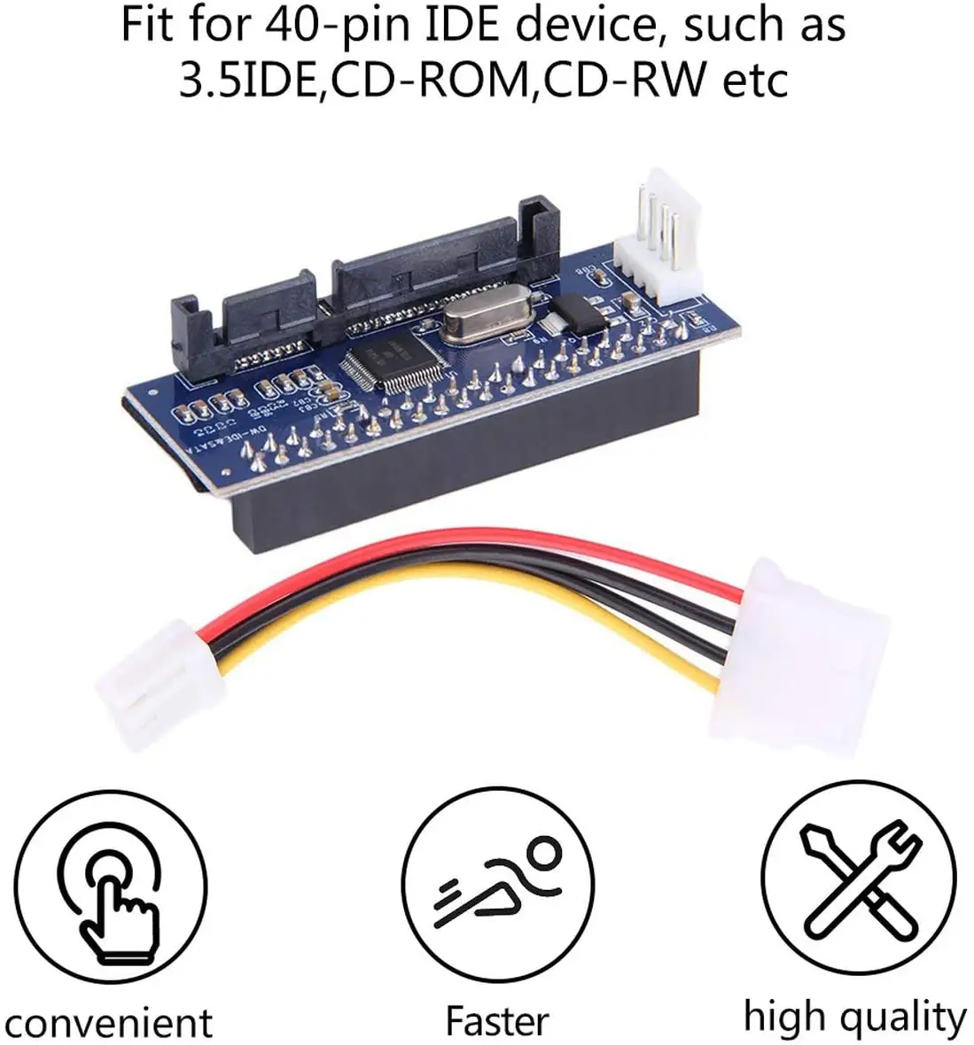 

IDE/PATA 40Pin Disk To SATA Female Converter Adapter PCBA For Desktop & 3.5" Hard Disk Drive With 7Pin-SATA Data Cable