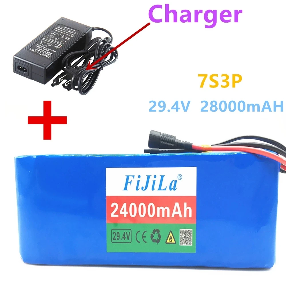 

100% original 7s3p 29.4V 24Ah lithium ion battery pack with 20A BMS for electric bicycle, scooter, electric wheelchair + charger