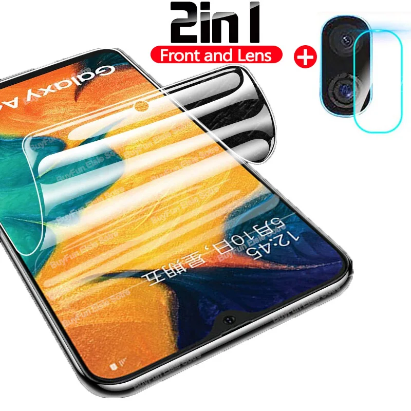 Защитная пленка 2 в 1 для Samsung Galaxy A30 A30S A40 A50 A50S Гидрогелевая защиты экрана Samsun A31 A41