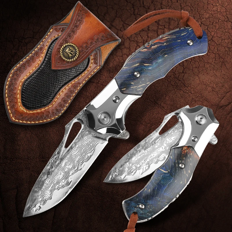 

ALVELY японский VG10 дамасский стальной карманный нож подшипник деревянная ручка складной нож для повседневного использования Многофункционал...