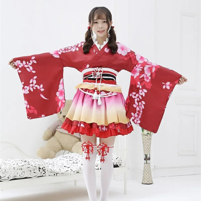 Костюм для косплея Love Live Maki Nishikino винтажное японское кимоно с красным париком