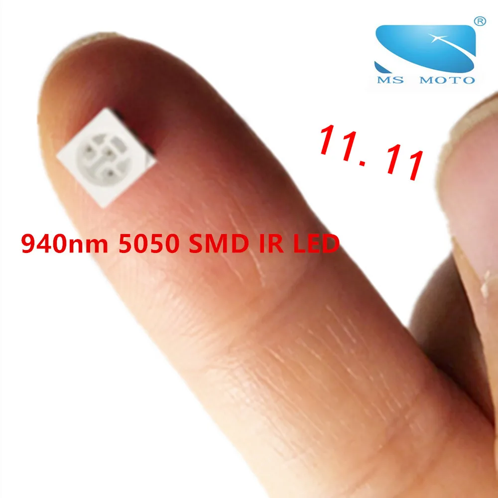 2 шт./лот 5050 SMD 940nm невидимый инфракрасный светодиодный ИК светодиодный 3 чипа 12mil для камеры видеонаблюдения аксессуары или медицинская игрушка автомобиль