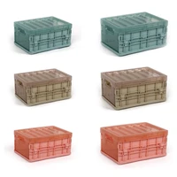 896a clear collapsible storage crates with double handle rectangular hollow out storage basket stackable multi function portable