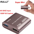 Карта захвата видео 4K, 60 Гц, USB 3,0, 2,0, HDMI, ТВ-петля, выход, U3, 1080P, 60 кадрсек, игровая запись, живая трансляция, коробка для камеры PS4