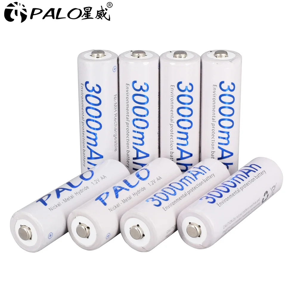 PALO 3000mAh 1.2v AA 2a Ni-MH aa rechargeable battery for LED light Toy placement camera MP3 mp4 microphone | Электроника