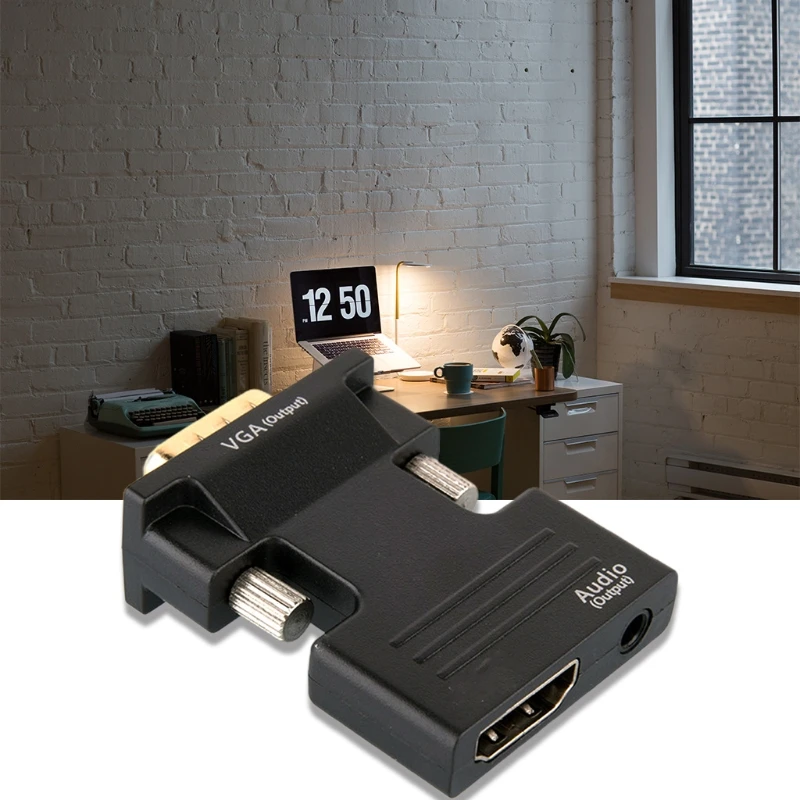 Адаптер HDMI-VGA со штекером аудио VGA на гнездо HDMI преобразователь для ноутбука ТВ |