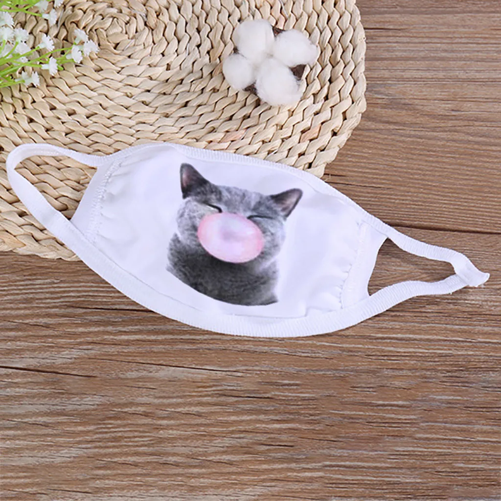 

Masque Cute Animals Print Face Mask Cover Women Dust Sand Exhaust Sunscreen Face Mask Breathable Cycling Mask Mascarilla Tela