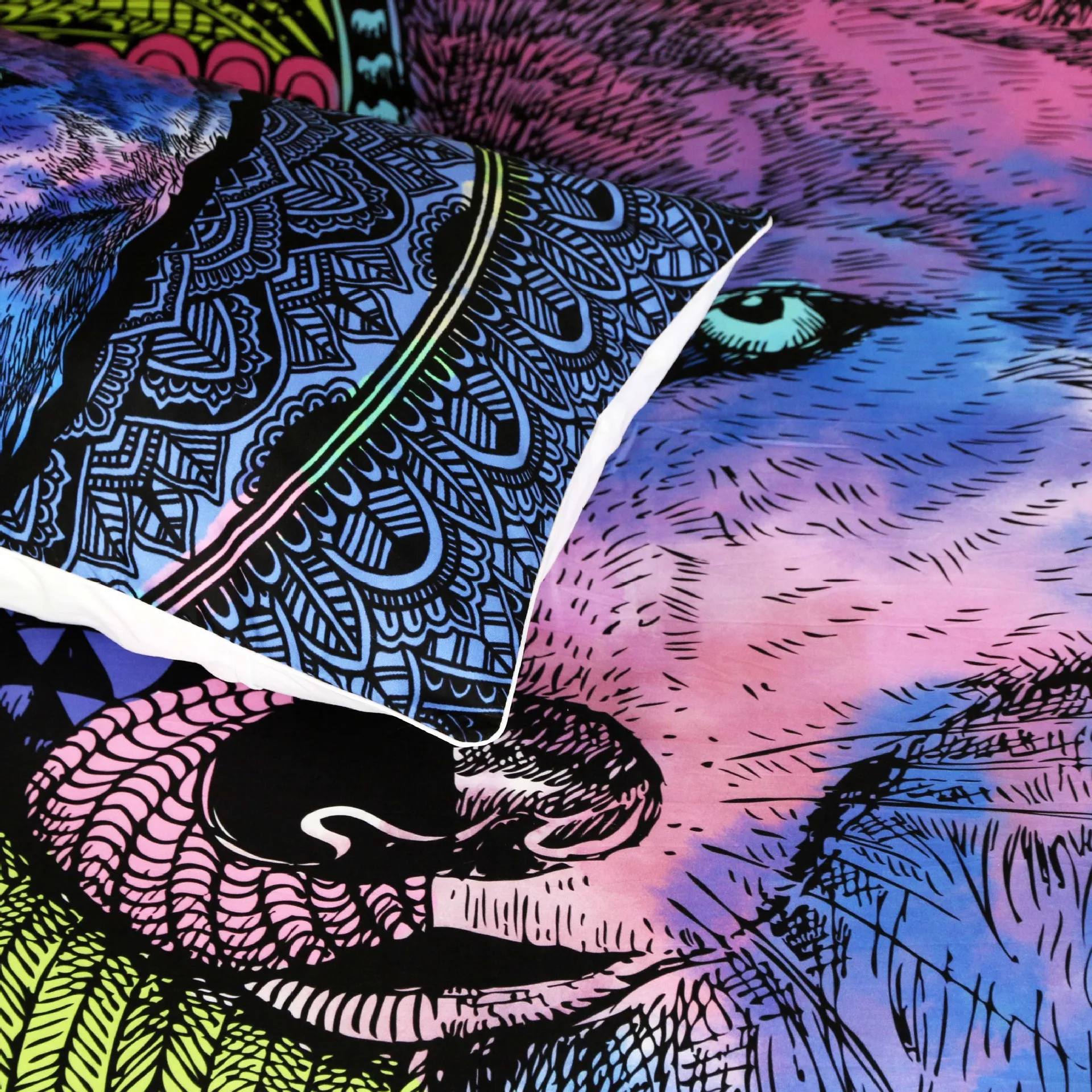 Татуировка волк узор домашний текстильное одеяло с 2 наволочками Модные