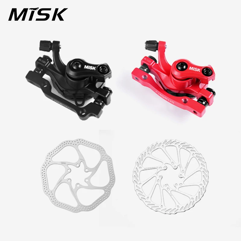

MISK Bicycle Brake Caliper Front Rear For MTB Mountain Bike Speed Clip Dual Piston Mechanical Brake Set with 160mm Rotor