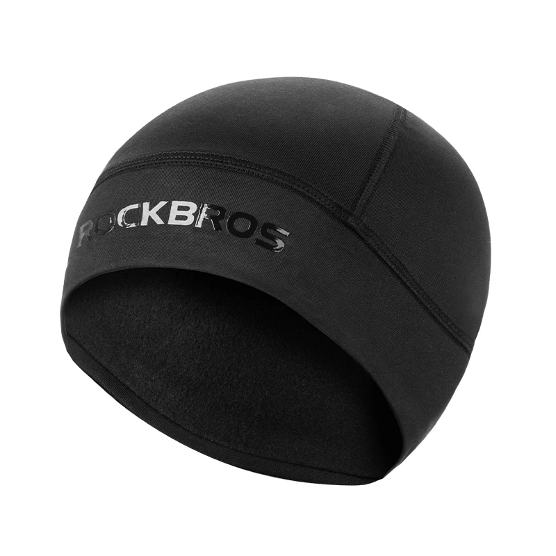 ROCKBROS теплая велосипедная Кепка Спортивная Кепка s велосипедная флисовая мужская шапка зимняя Лыжная Шапка Повязка для езды Бандана Балаклава - Цвет: YPP016-BK