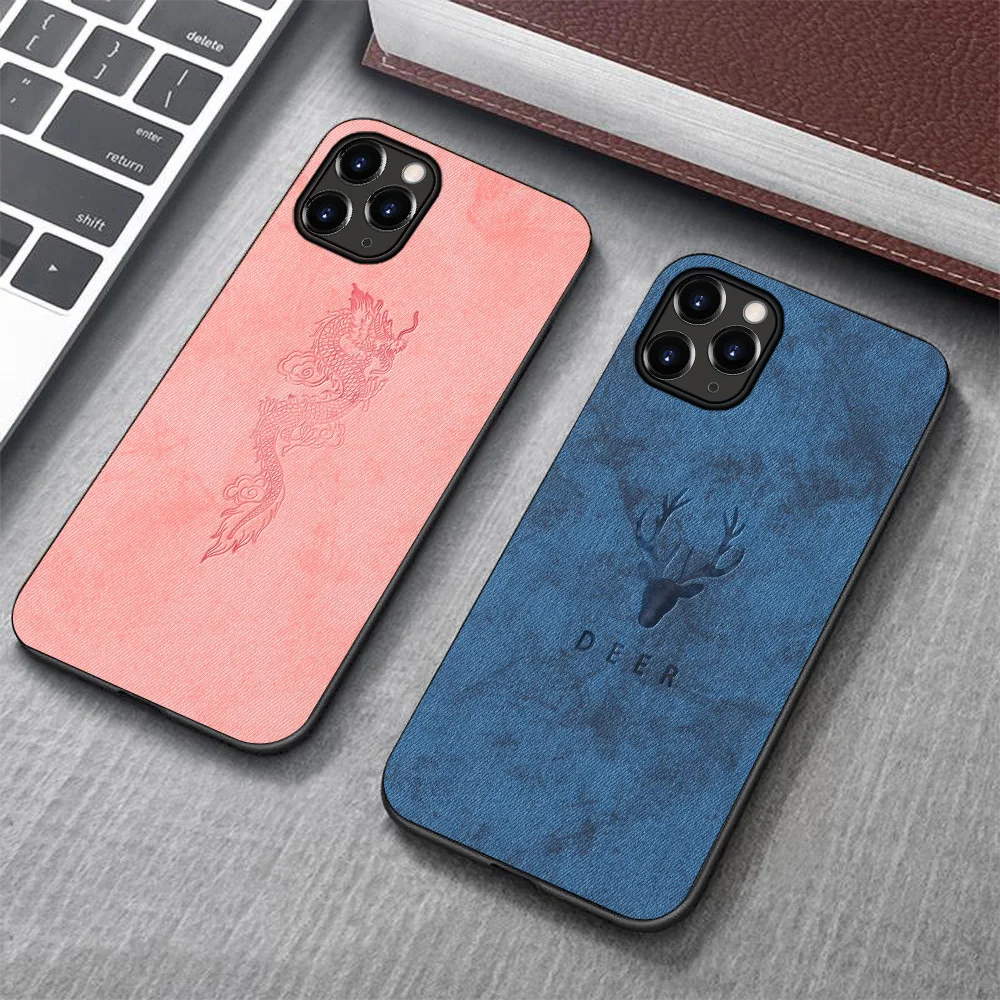

Luxury Cloth Leather Case For iphone 12 Pro Max Mini Flip Cases For iphone 11 Pro Max 6 6s 7 8 Plus X XS XR Business Flip Deer