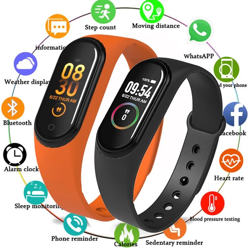 Фитнес браслет с цветным экраном Смарт часы спортивный датчик кровяного