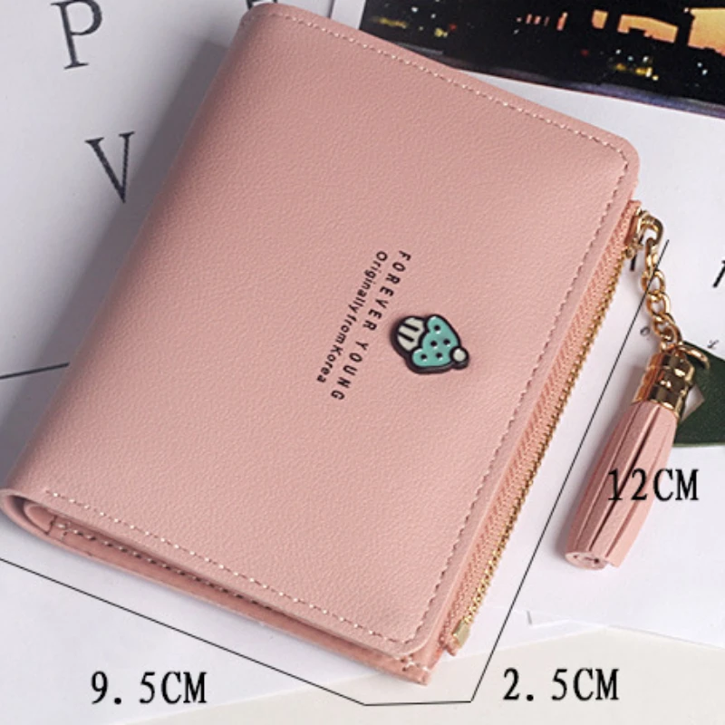 

Cartoon Tassel Girls Handbags Women Short Wallet Ladies Coin Purse Fashion Multifunctional Zipper Money Bags Female Card Holder