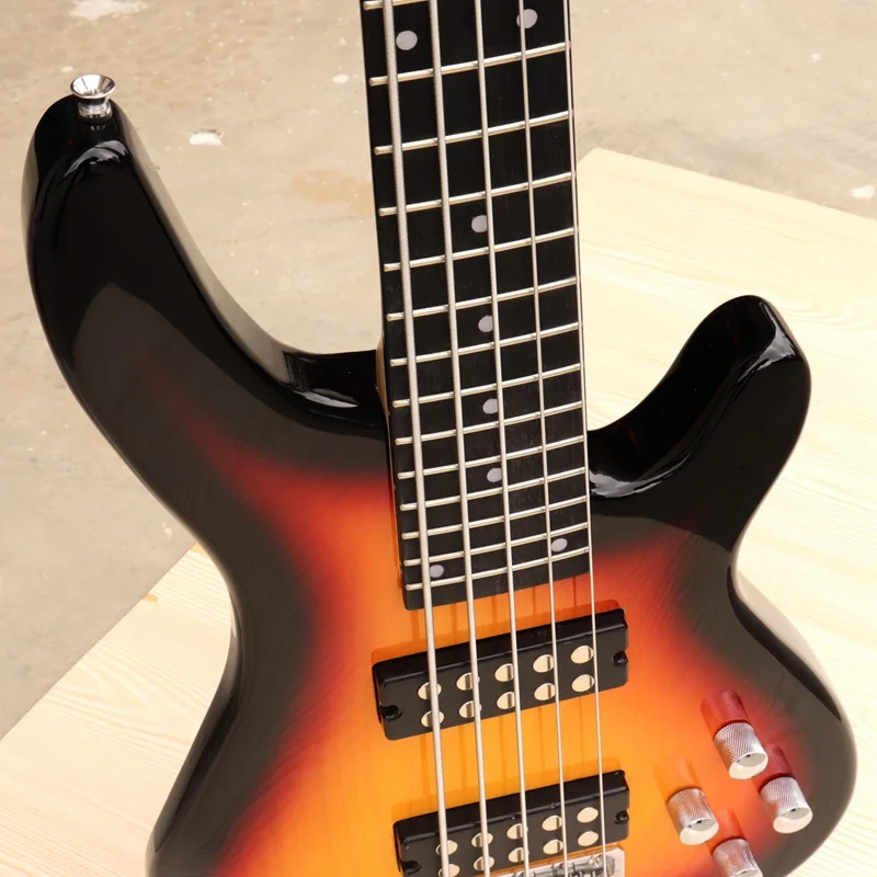 Хорошая 5 струнная электрическая бас-гитара ольховая древесина корпус sunburst Цвет Черный цвет бас-гитара ra Сумка для Гига