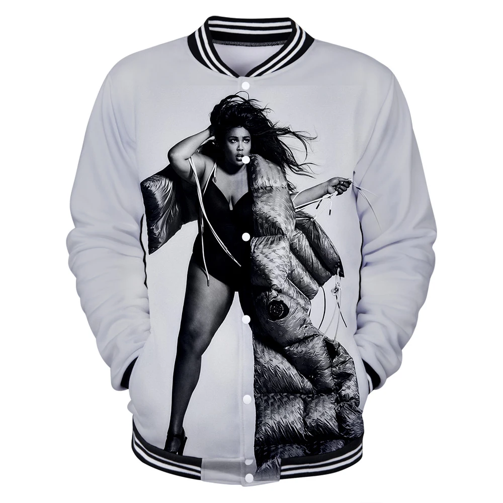 Толстовки и толстовки Raper Lizzo бейсбольная форма с 3d принтом в виде спины странные