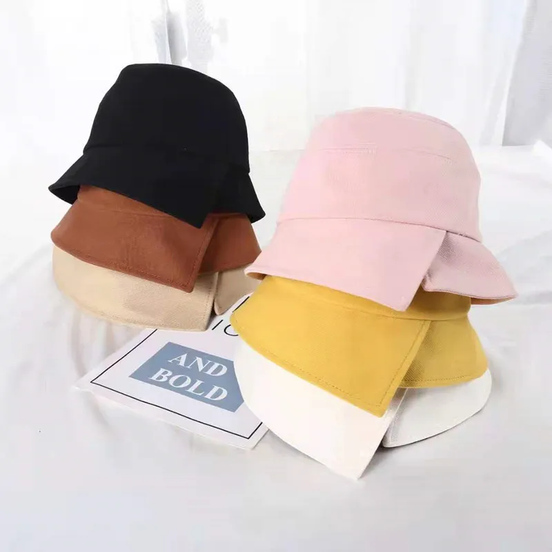 

2021 Korean Fashion Pure Cotton Ladies Casual Split Bucket Hat Bob Style Summer Beach Outing Sun Protection Sun Fisherman Hat