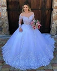 Белое платье принцессы, бальное платье, свадебное платье 2021 Новое кружевное платье с длинными рукавами и аппликацией, свадебные платья размера плюс; Robe De Mariage изготовление размеров под заказ