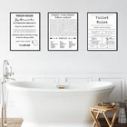 Картина черно-белая, Настенная картина для поиска слов в ванной, современный смешной постер Правила пользования туалетом, принт, Юмористическая картина, украшения для ванной комнаты