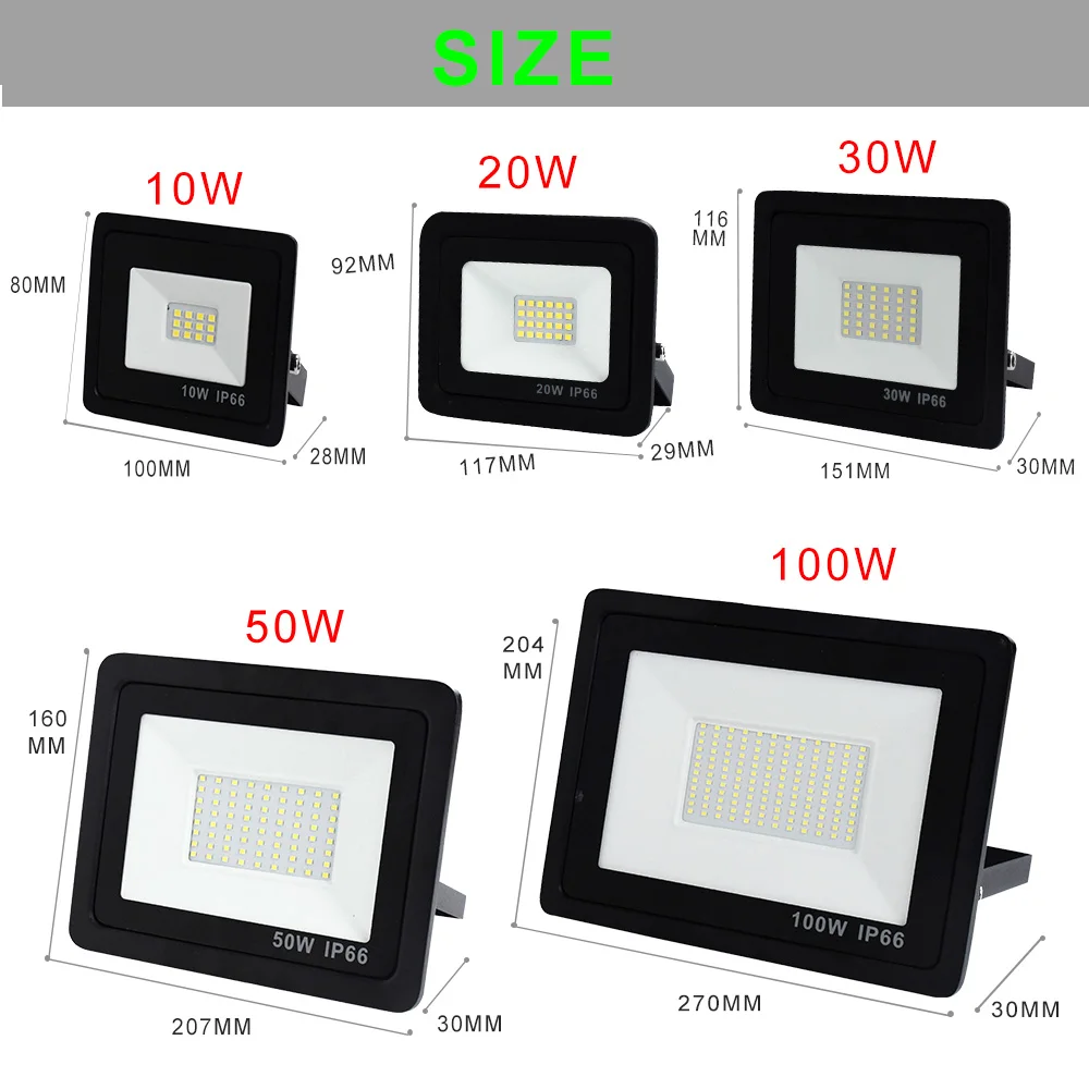 Светодиодный прожектор 10 Вт 20 30 50 100 водонепроницаемый IP66 уличный садовый